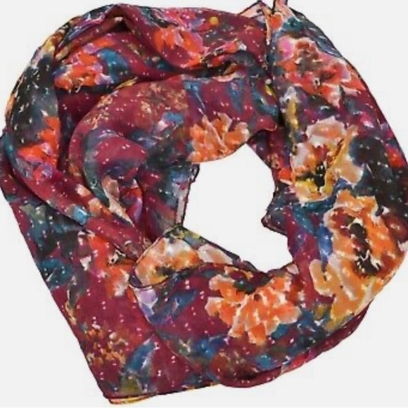 𝅺giani Bernini womens Designer Printed Light weight Scarf Wine Burgundy-NWT - Picture 3 of 3